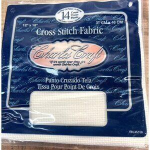 Charles Craft 14 Count 12" X 18" Cross Stitch Fabric 100% Cotton White